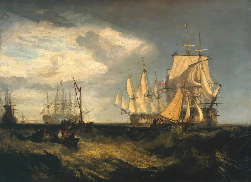 Spithead: Twee Gevangen Deense Schepen Binnenkomend in de Haven van Portsmouth - J. M. W. Turner