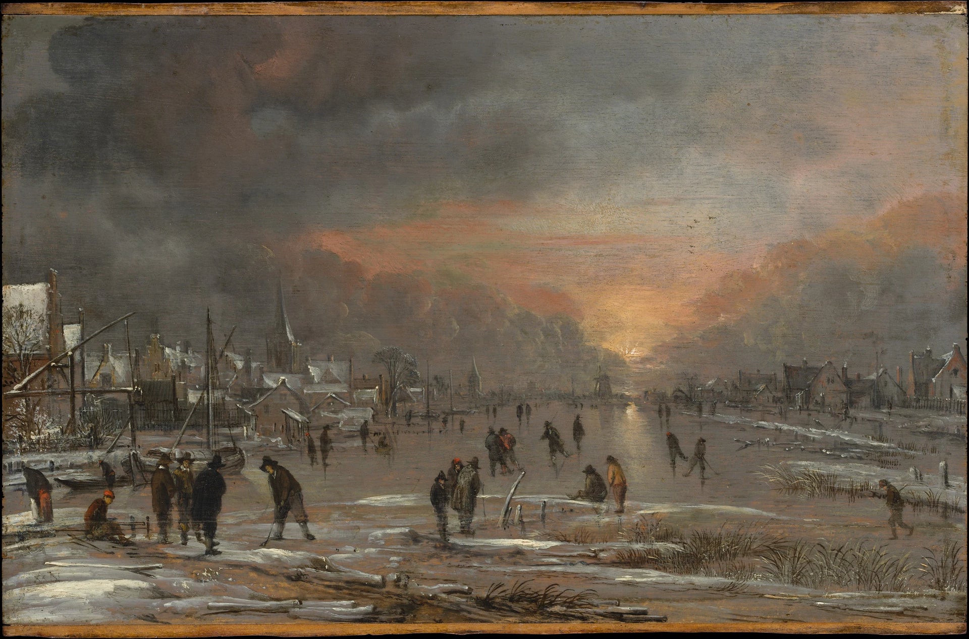 Sports sur une rivière gelée - Aert van der Neer