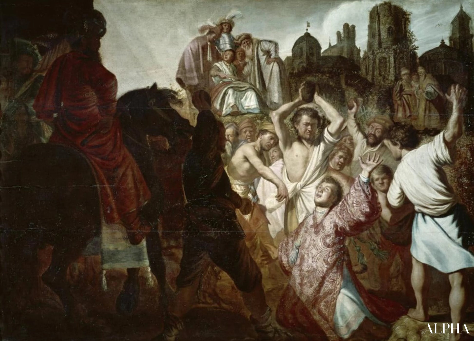 "Steniging van Stefanus - Rembrandt van Rijn - Reproducties van schilderijen en hoogwaardige schilderijen"