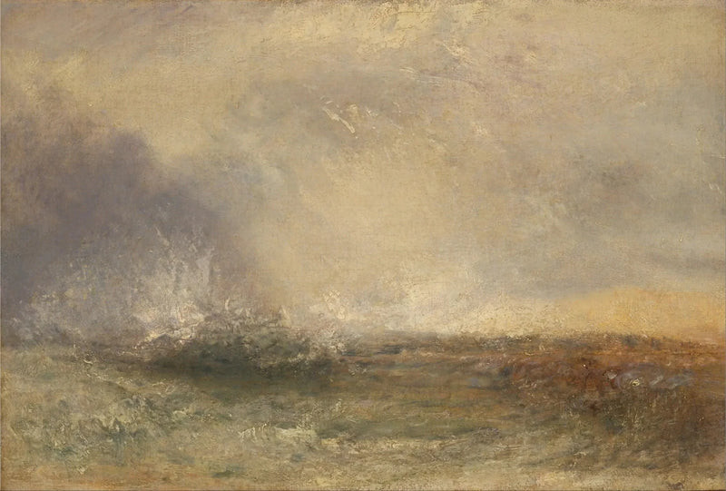 Stormachtige Zee die op een Kust Breekt - J. M. W. Turner