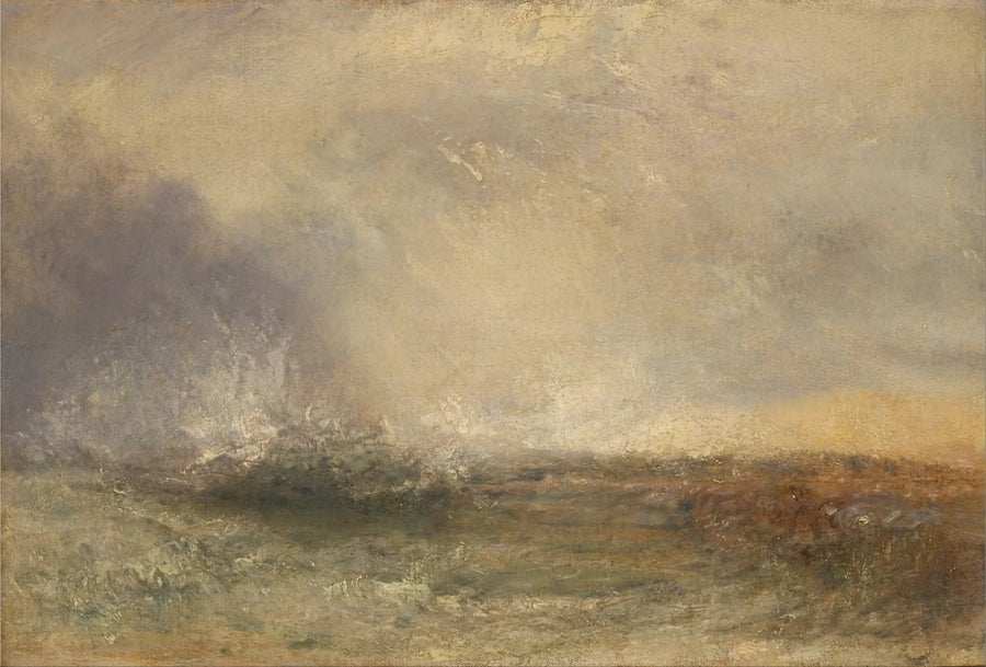 Stormachtige Zee die op een Kust Breekt - J. M. W. Turner