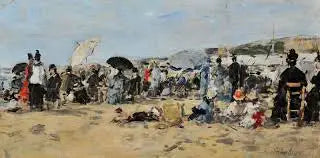 Op het strand van Trouville - Eugène Boudin