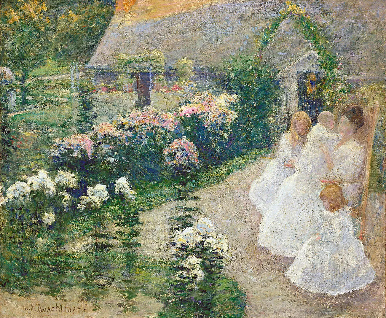 Sur la terrasse - John Henry Twachtman image 1 copie de tableau peinte à la main