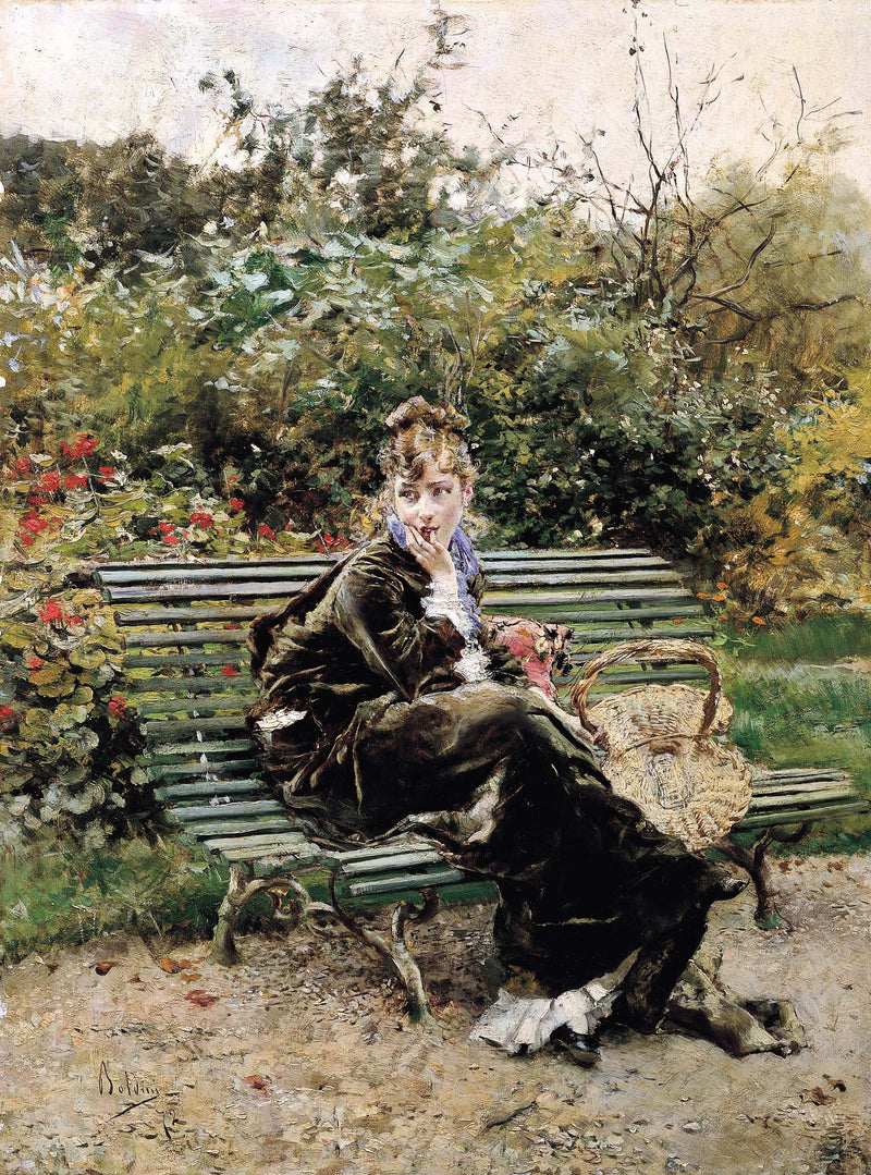 Op een bankje in het bos - Giovanni Boldini