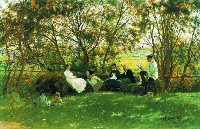 Op een bankje op het gazon - Ilya Repin