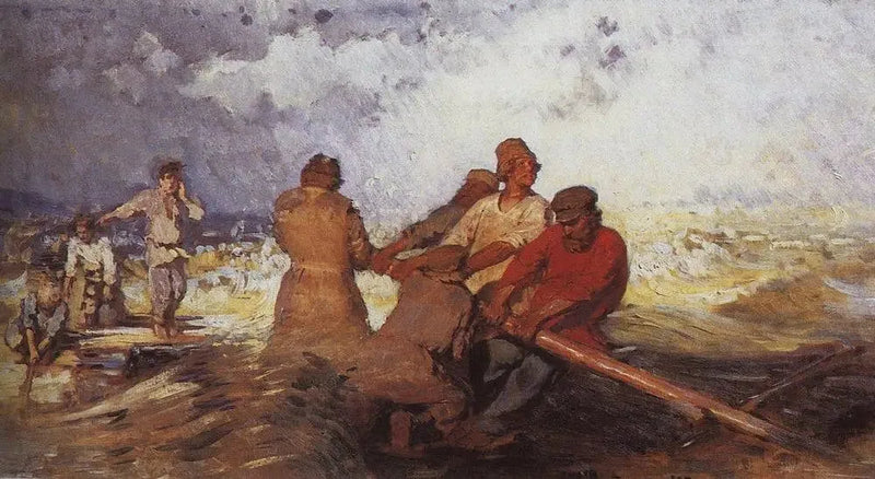 Op een vlot in de storm op de Wolga - Ilya Repin
