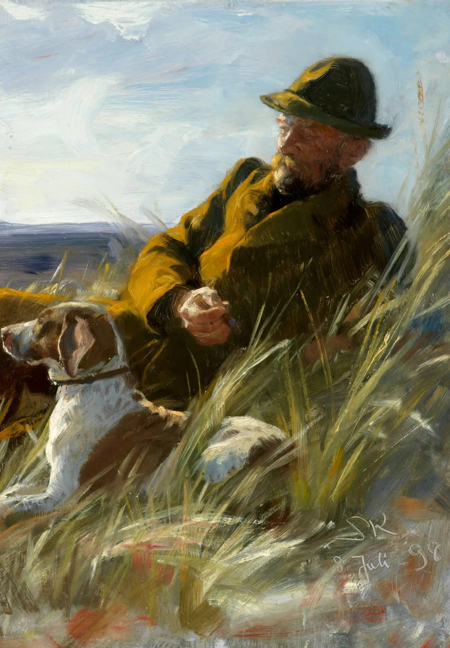 Surplantation de C. F. Dahlerup avec Jagthund. - Peder Severin Krøyer