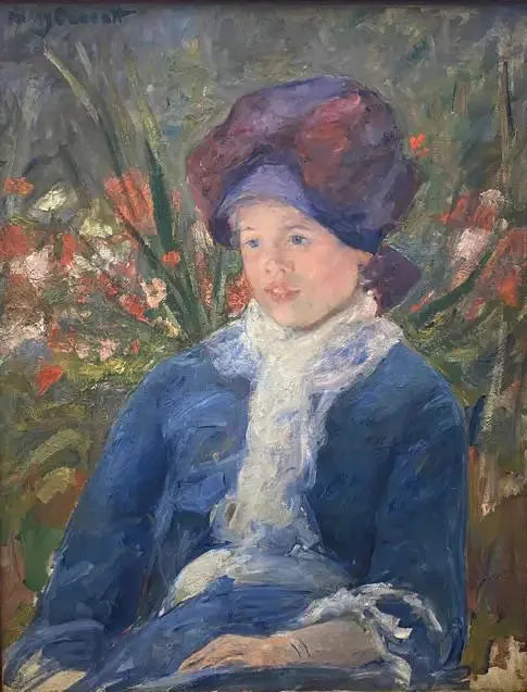 Susan zittend in een tuin - Mary Cassatt