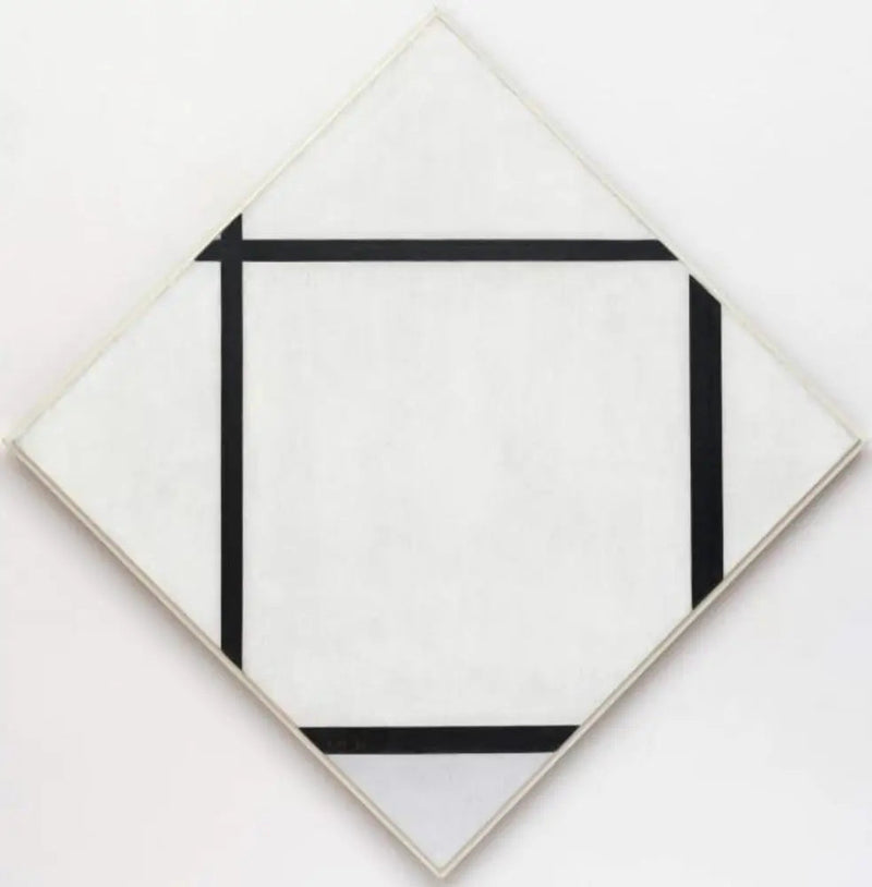 Schilderij I : Ruit met vier lijnen en grijs - Piet Mondrian