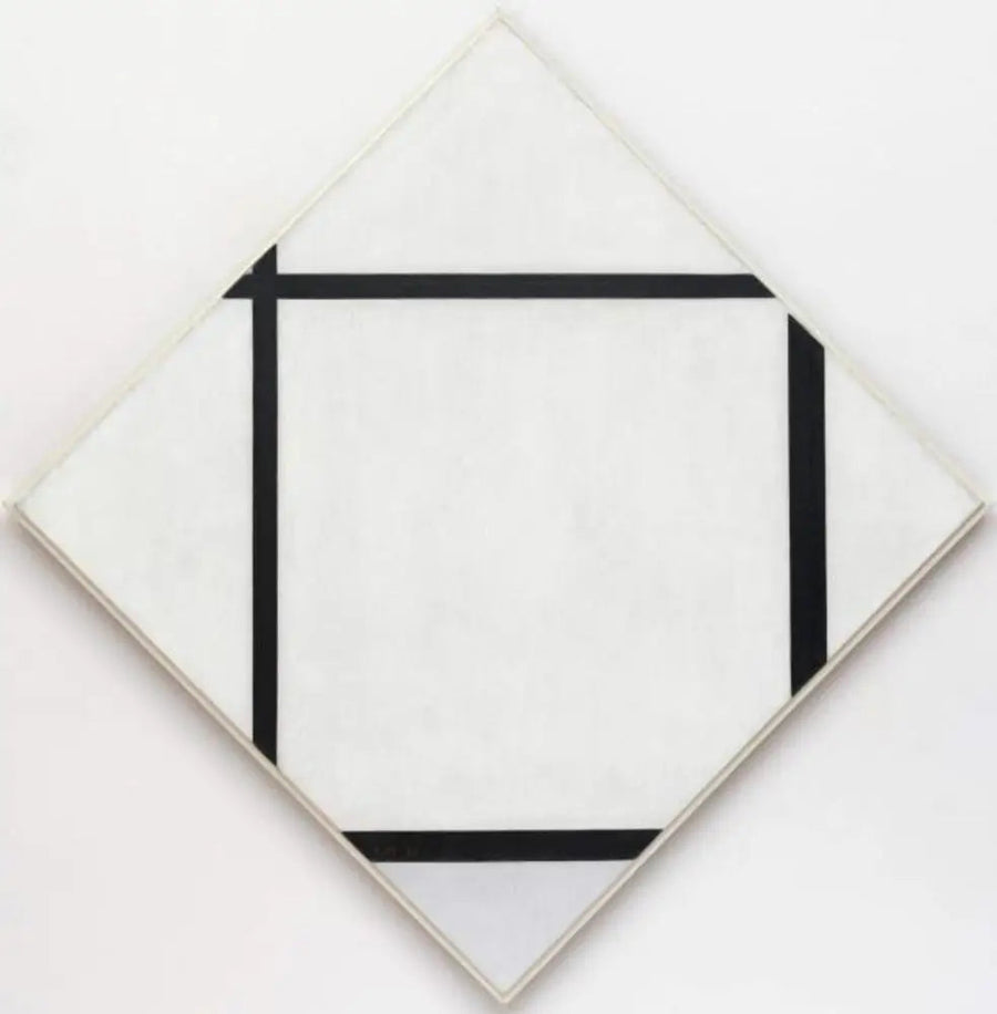 Schilderij I : Ruit met vier lijnen en grijs - Piet Mondrian
