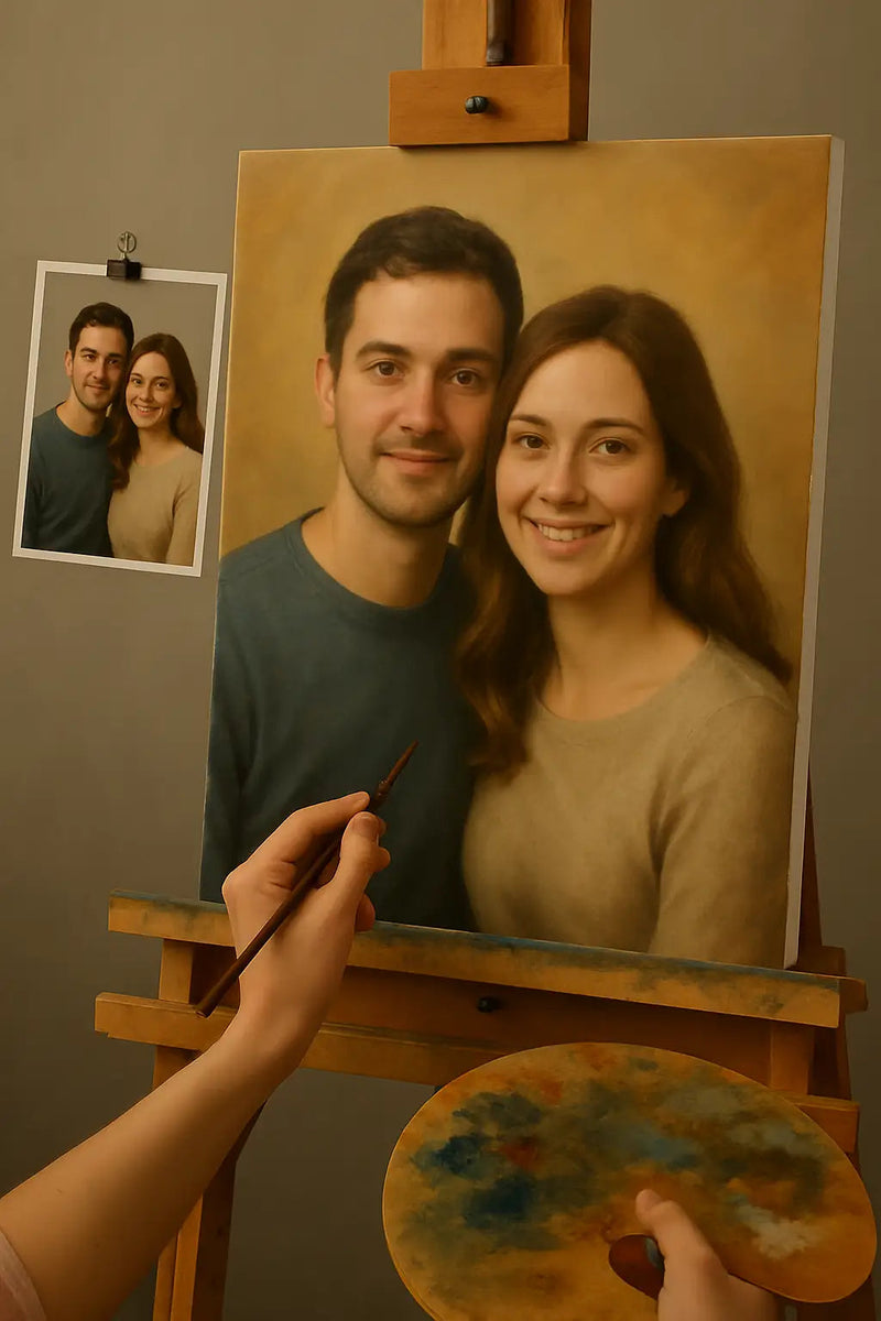 💑 Gepersonaliseerd koppel schilderij – Unieke en emotionele olieverfschilderij