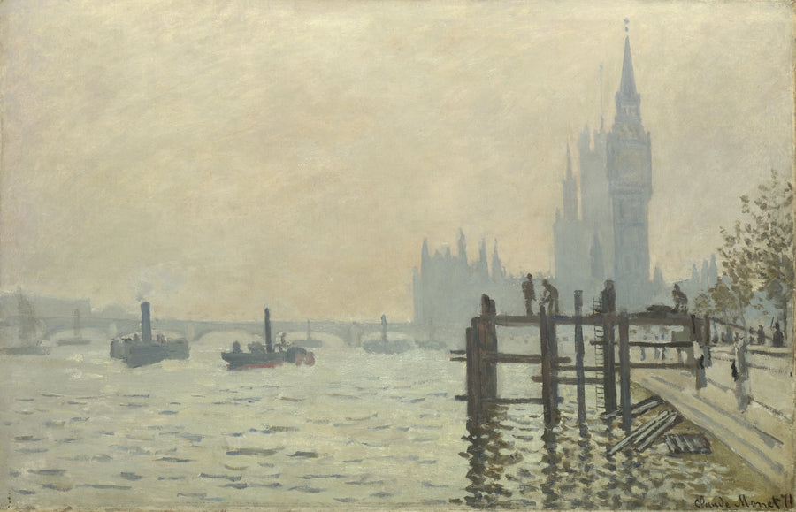 De Theems stroomafwaarts van Westminster W166 - Claude Monet