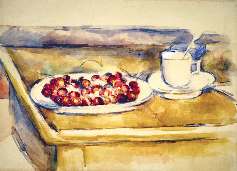Kop en schotel met kersen - Paul Cézanne