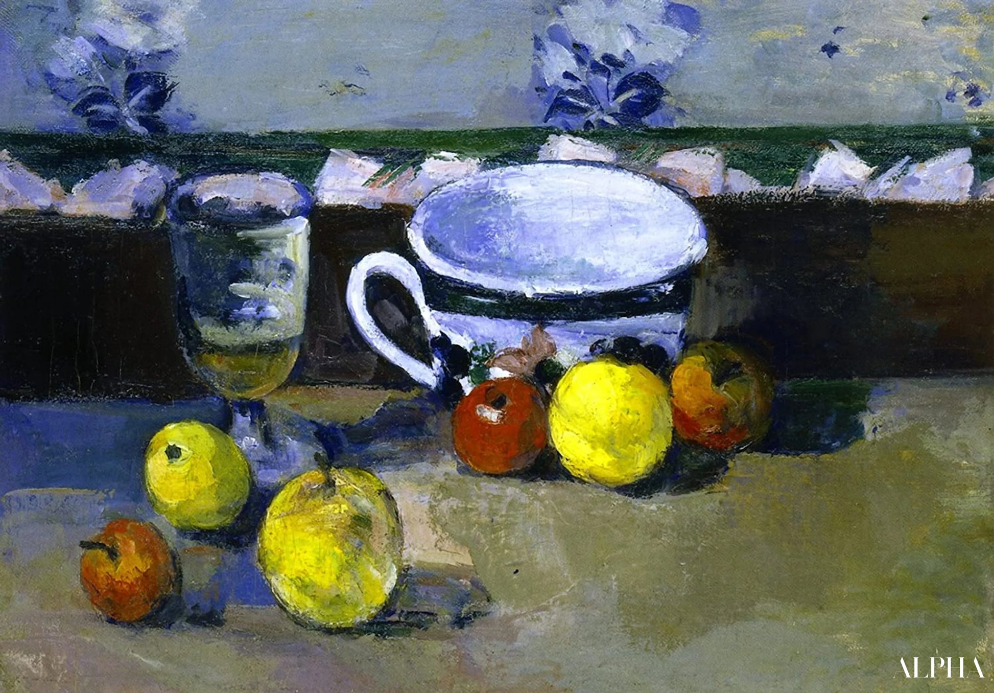 'Beker, glas en fruit II - Paul Cézanne - Reproducties van schilderijen en hoogwaardige schilderijen'