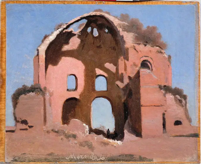 Tempel van Minerva Medisch nabij Rome - Jean-Baptiste Camille Corot