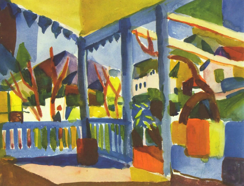 Terras van het landhuis in Saint-Germain - August Macke
