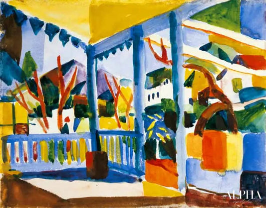 Terrasse de la maison de campagne à ST - August Macke - Reproductions de tableaux et peintures haut de gamme