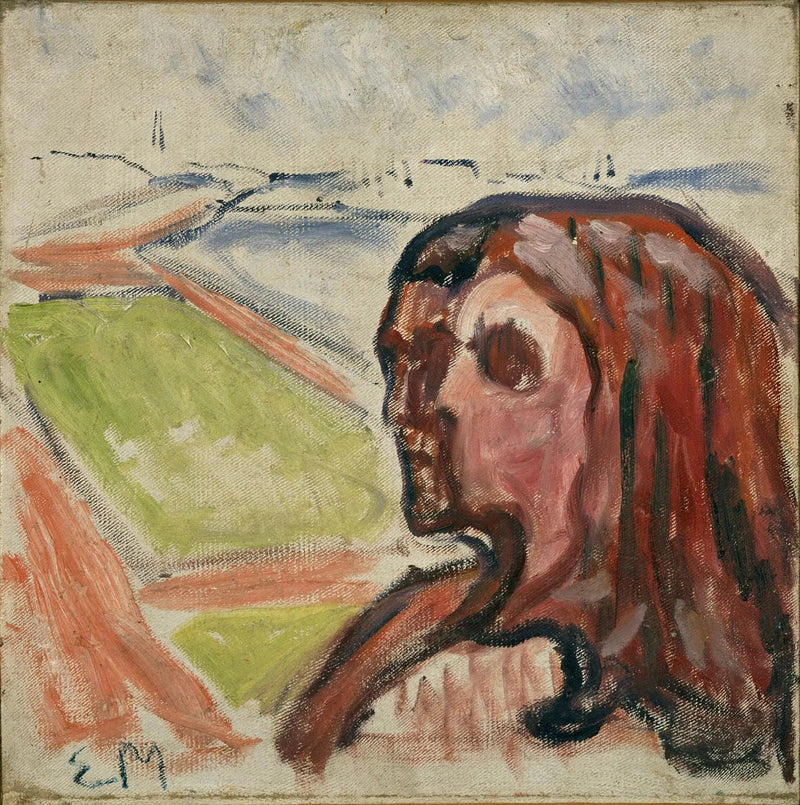 Hoofd tegen hoofd in een landschap - Edvard Munch