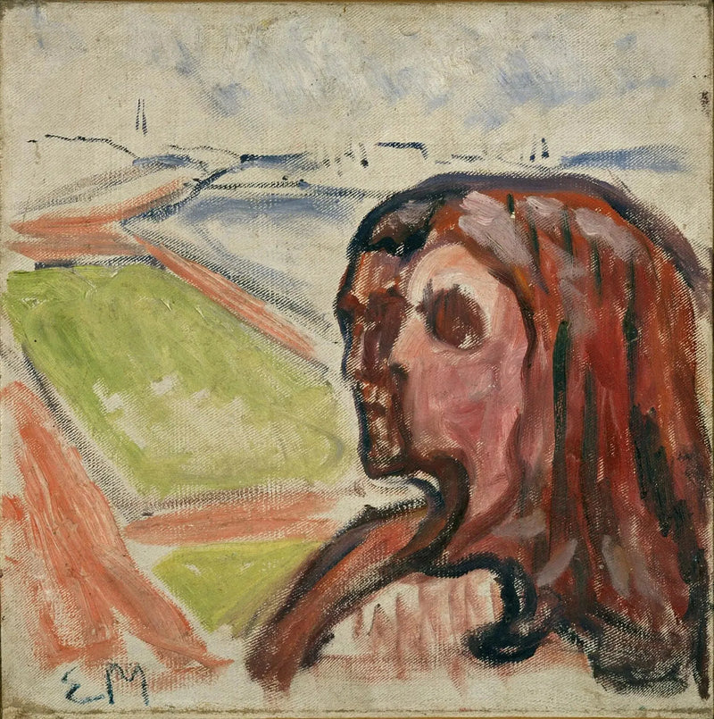 Hoofd tegen hoofd in een landschap - Edvard Munch