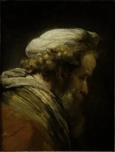 Hoofd van een man met tulband - Rembrandt