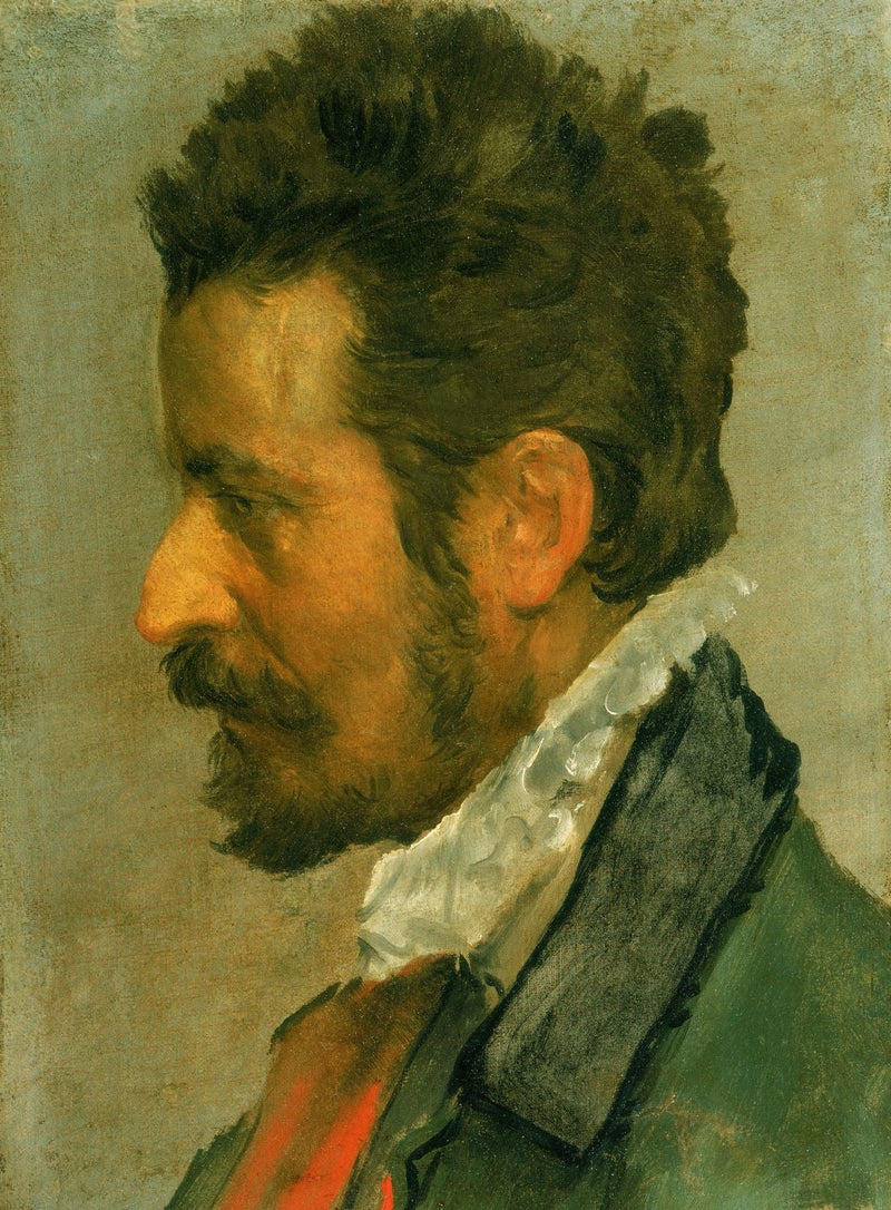 Hoofdpersoon van een man in profiel - Annibale Carracci