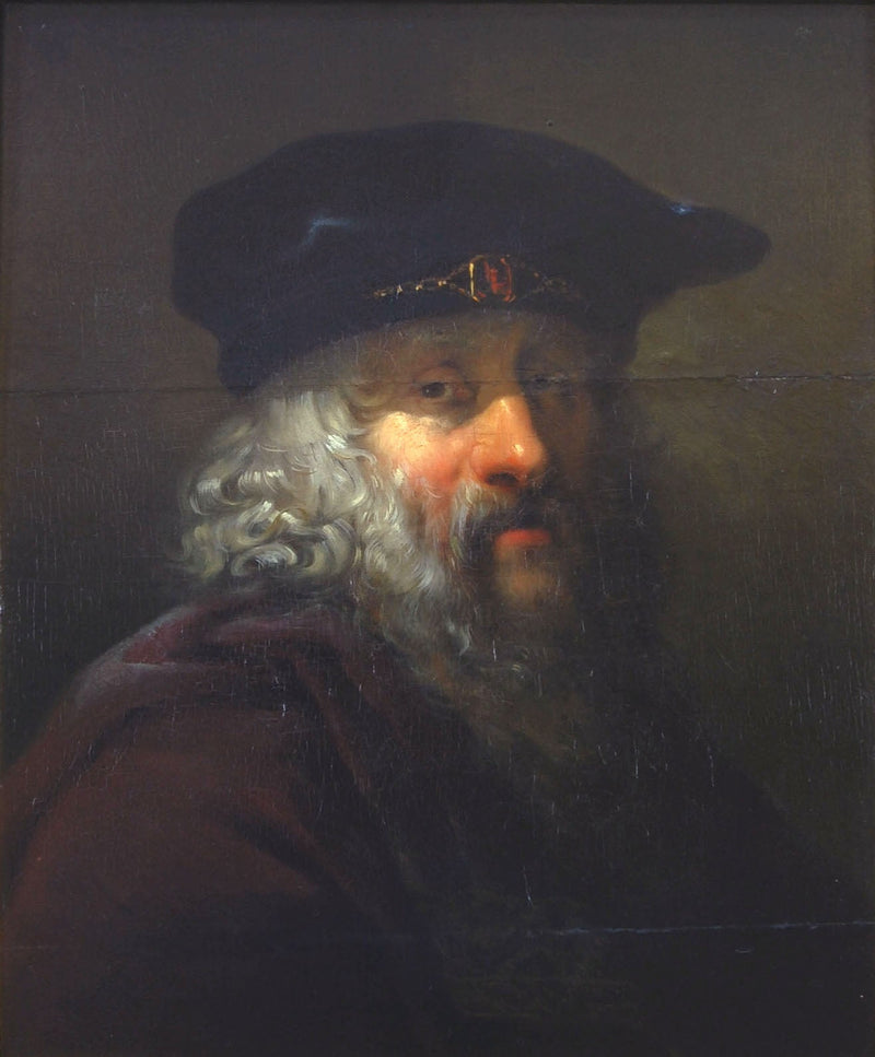Hoofd van een oude man met een beret op zijn hoofd - Ary Scheffer