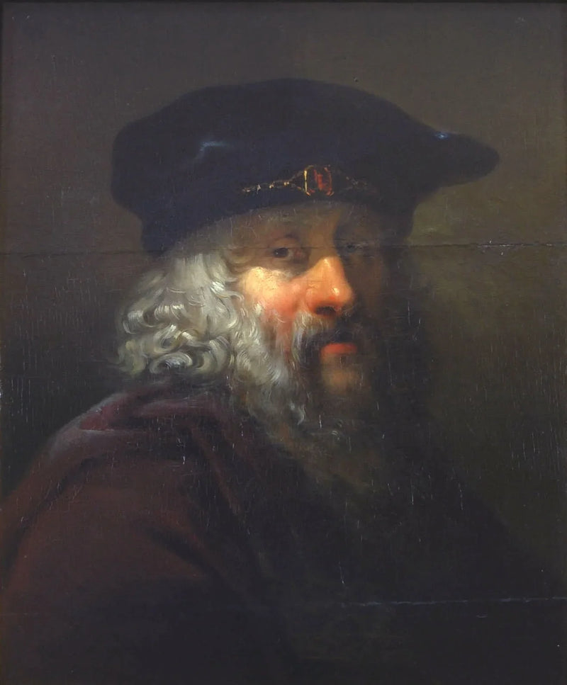 Hoofd van een oude man met een beret op zijn hoofd - Ary Scheffer