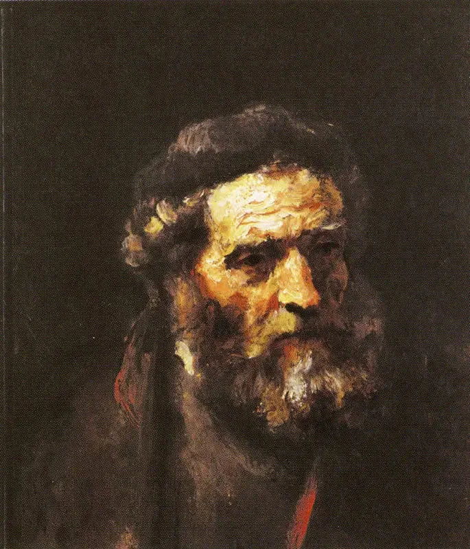 Hoofd van een oude bebaarde man - Rembrandt