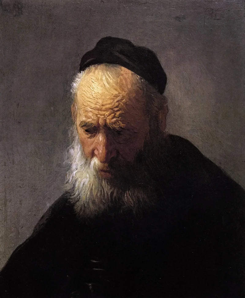 Hoofd van een oude man met een pet - Rembrandt