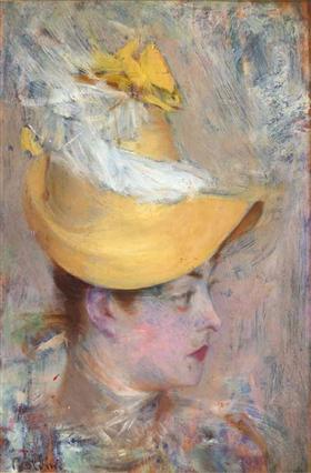 Vrouwelijk hoofd met gele mouwen - Giovanni Boldini