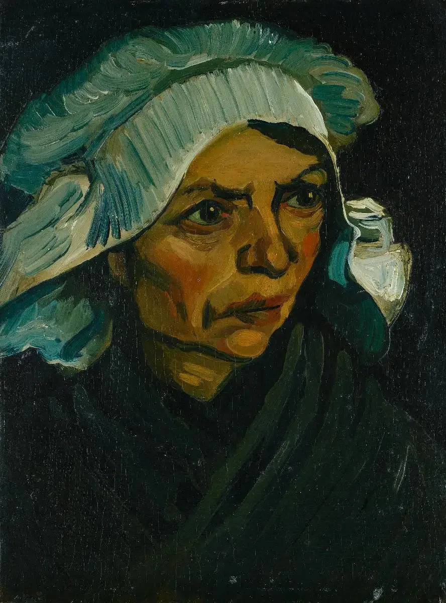 Boerenkop met witte muts - Vincent van Gogh