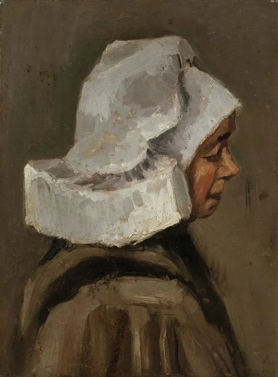 Boerenkop met witte muts - Vincent van Gogh
