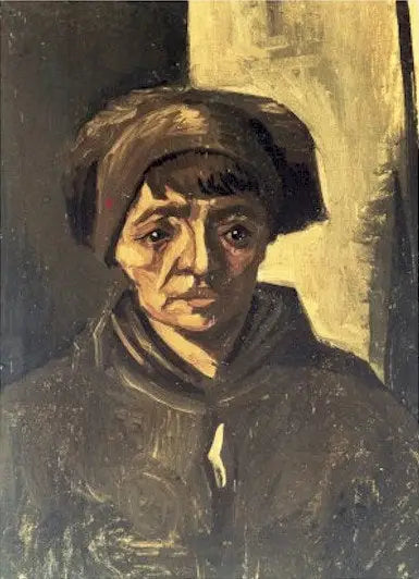 Boerenkop met zwarte muts - Vincent van Gogh