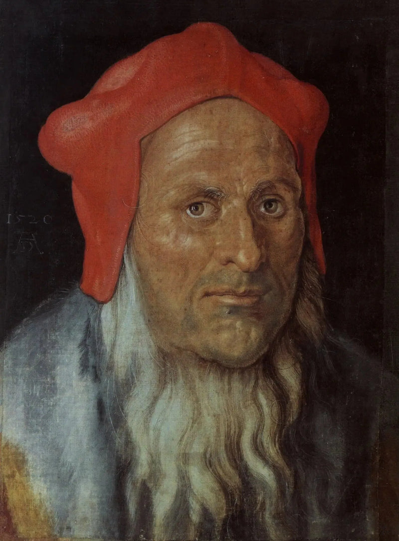 Hoofd van een oude man met een rode muts - Albrecht Dürer