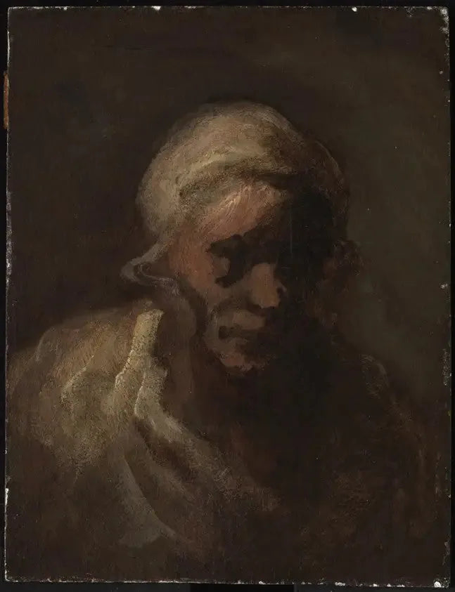 Hoofd van een oude vrouw - Honoré Daumier