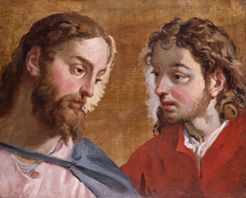 Hoofd van Christus en een apostel (Sint Johannes) - Sebastiano Ricci