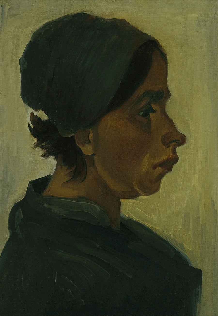 Boerenkop met zwarte muts - Vincent van Gogh