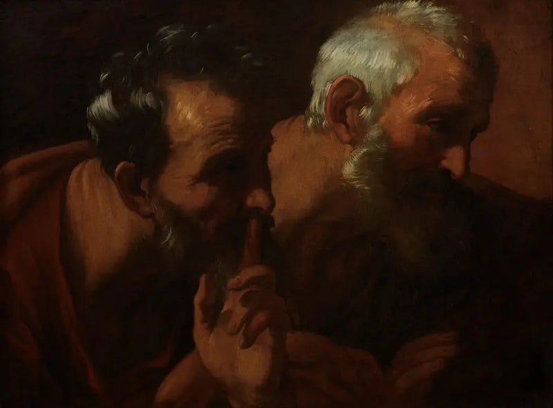 Gezichten van twee oude mannen (fragment van Suzanne en de oude mannen) - Guido Reni