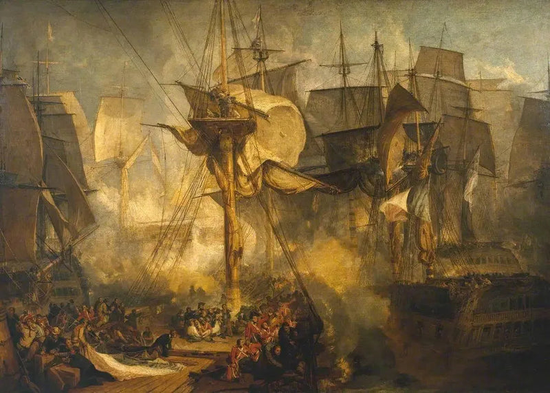De Slag bij Trafalgar, gezien vanaf de Mizen Stuurboord Sjorlijnen van de Victory - J. M. W. Turner
