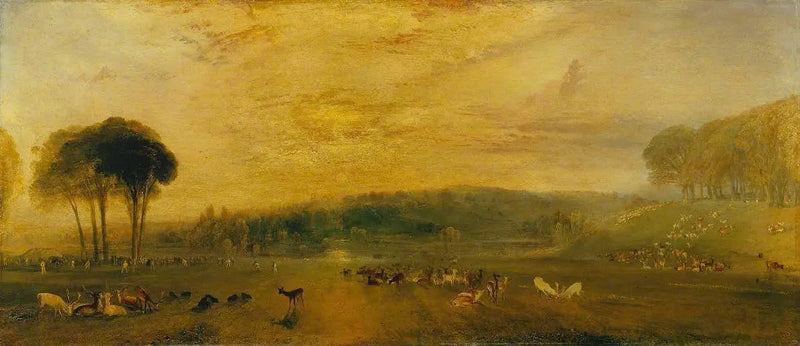 Het Meer, Petworth: Zonsondergang, Vechtende Herten - J. M. W. Turner