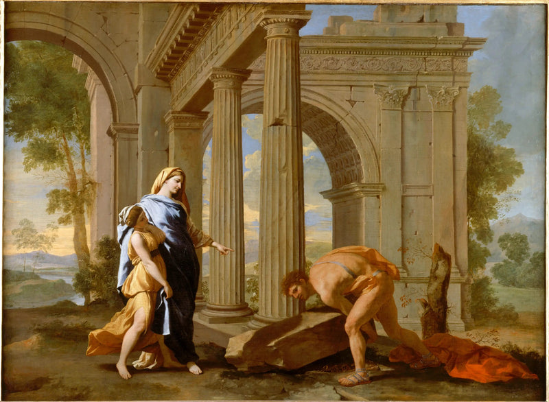 Theseus vindt het zwaard van zijn vader - Nicolas Poussin