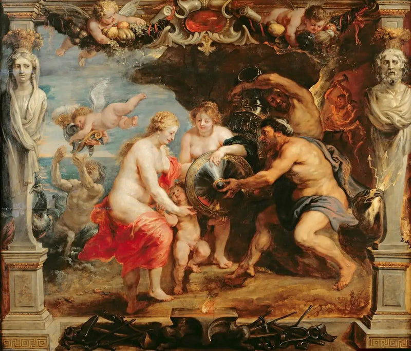 Thétis die de Vulcanus de wapens van Achilles ontvangt - Peter Paul Rubens