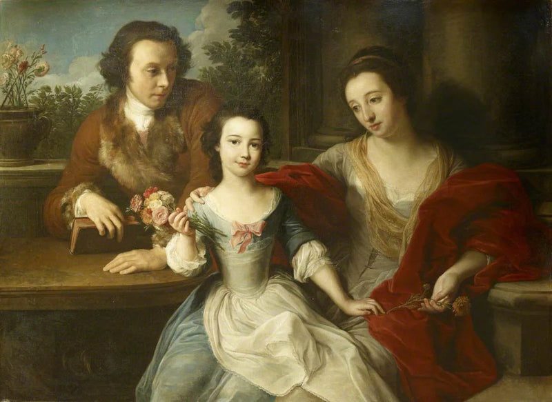Thomas Barrett-Lennard (1717–1786), toekomstige 17e Lord Dacre, met zijn echtgenote, Anna Maria Pratt (overleden in 1806), en hun dochter, Barbara Anne - Pompeo Batoni