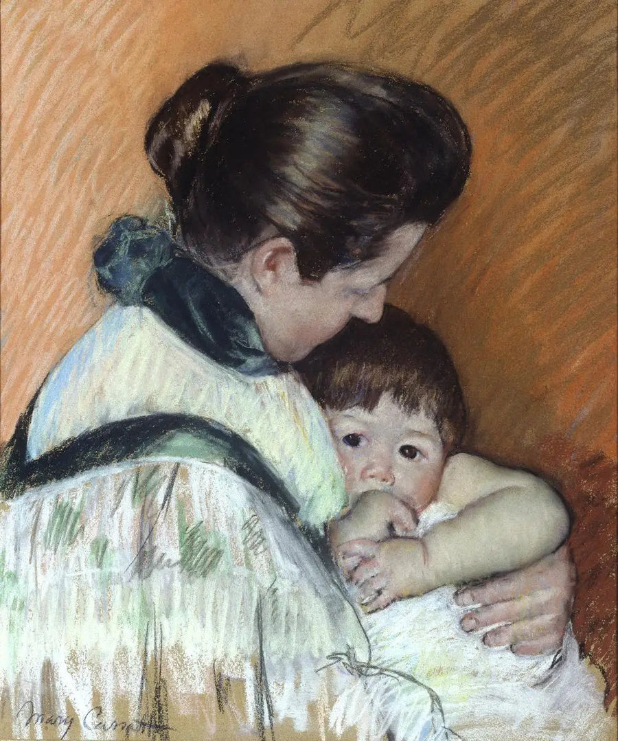 Thomas die slaapt zuigt op zijn duim - Mary Cassatt