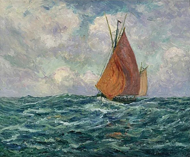 Vissersboot op zee - Maxime Maufra