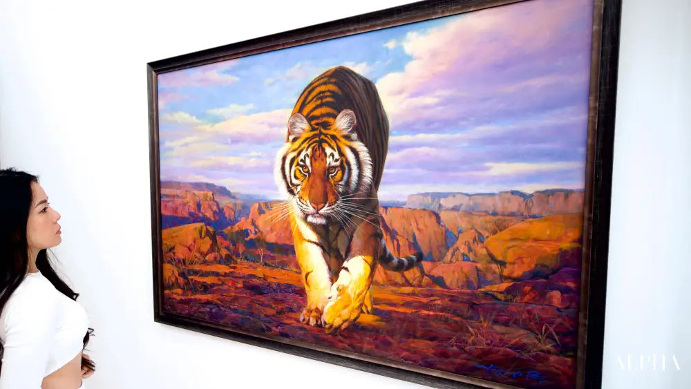 Tiger on the Hunt – Somchai | 150 x 100 cm Reproductions de tableaux à la peinture à l’huile