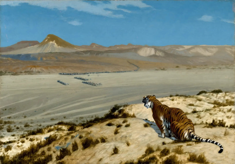 Tijger in de aanslag - Jean-Léon Gérôme