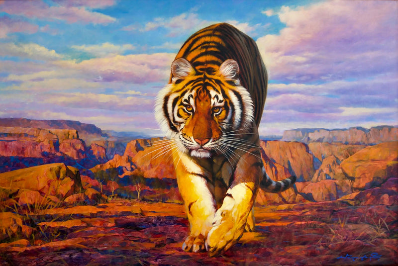 Tijger op jacht | 150x100cm