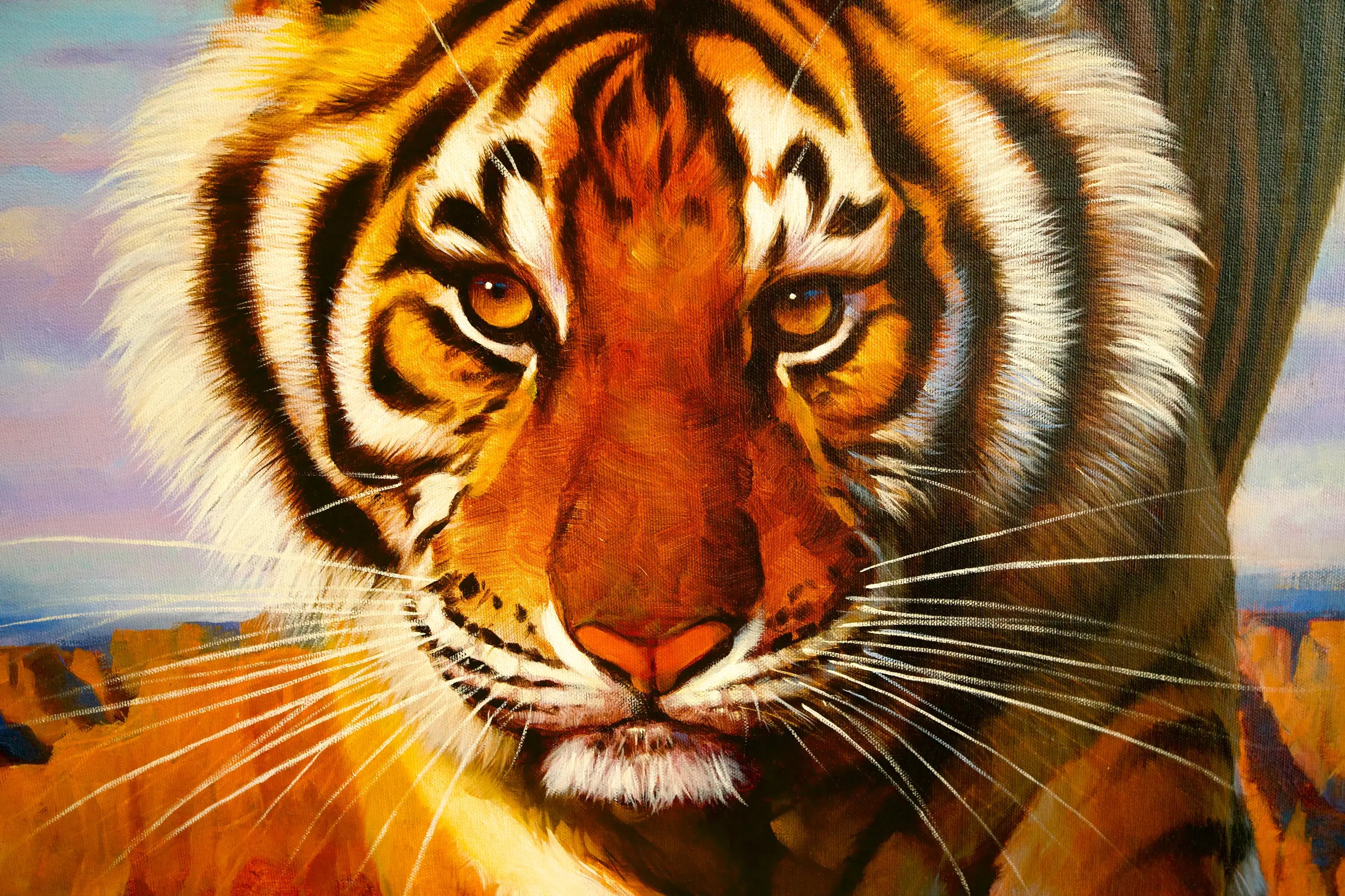 Tigre en chasse | 150 x 100 cm Reproductions de tableaux à la peinture à l’huile