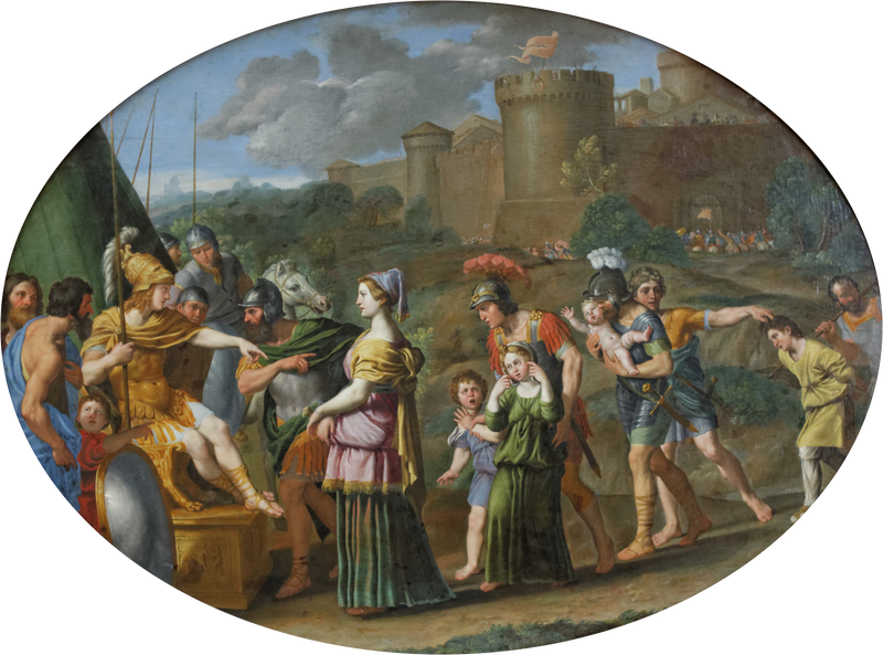 Timoclée gevangen genomen voor Alexander - Domenichino